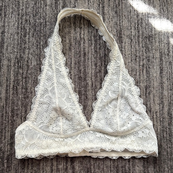 Free People Other - White Floral Lace Bralette with Halter Neck